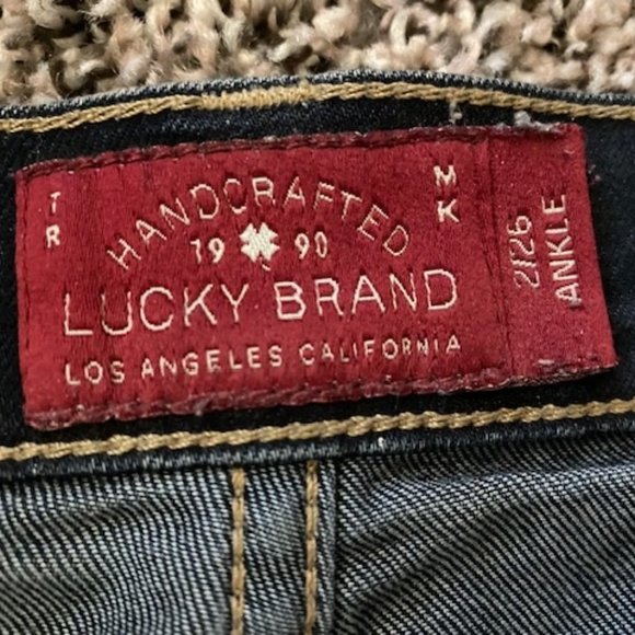 LUCKY BRAND Dark-Med Wash BLUE STRETCH Ankle JEANS * BROOKLYN SKINNY * sz 2 / 26 - Picture 10 of 12